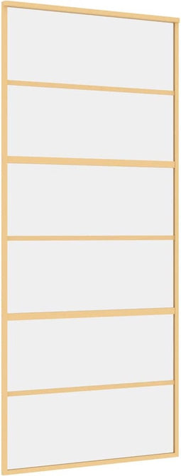 vidaXL - Schuifdeur - 90x205 - cm - helder - ESG-glas - en - aluminium - goudkleurig