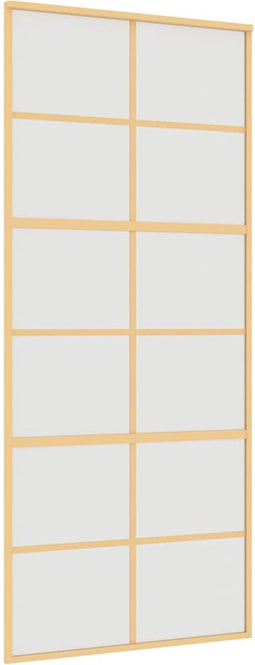 vidaXL - Schuifdeur - 90x205 - cm - mat - ESG-glas - en - aluminium - goudkleurig