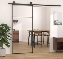 vidaXL - Schuifdeur - 90x205 - cm - mat - ESG-glas - en - aluminium - wit