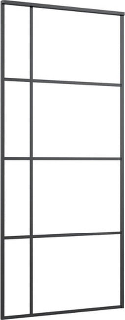 vidaXL - Schuifdeur - 90x205 - cm - mat - ESG-glas - en - aluminium - zwart