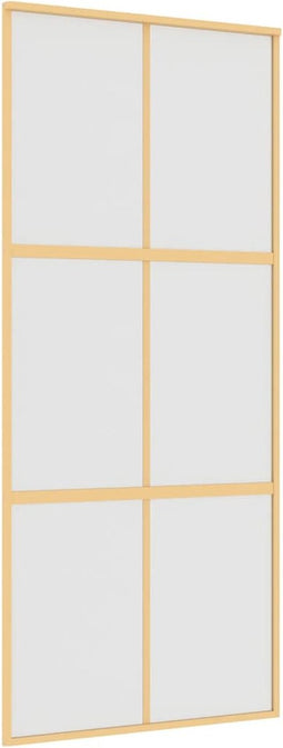 vidaXL - Schuifdeur - 90x205 - cm - mat - ESG-glas - en - aluminium - goudkleurig
