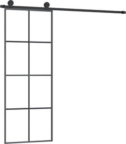 vidaXL - Schuifdeur - met - beslag - 76x205 - cm - ESG-glas - en - aluminium