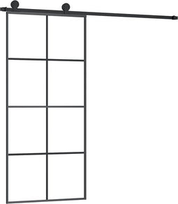 vidaXL - Schuifdeur - met - beslag - 90x205 - cm - ESG-glas - en - aluminium