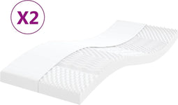 vidaXL - Schuimmatrassen - 2 - st - 7 - zones - hardheid - 20 - ILD - 80x200 - cm - wit