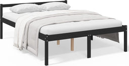 vidaXL - Seniorenbed - massief - grenenhout - zwart - 150x200 - cm