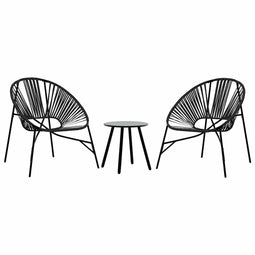 vidaXL - Set - tuinstoelen - 3-delig - poly - rattan - zwart