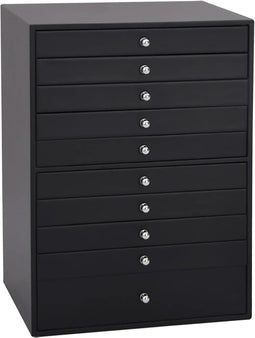 vidaXL - Sieradendoosje - 10laags - met - horlogehouders - 29x20,5x40,5 - cm - zwart