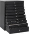 vidaXL - Sieradendoosje - 10laags - met - horlogehouders - 29x20,5x40,5 - cm - zwart