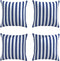 vidaXL - Sierkussens - 4 - st - gestreept - 60x60 - cm - stof - blauw - en - wit