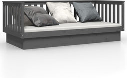 vidaXL - Slaapbank - 100x200 - cm - massief - grenenhout - grijs