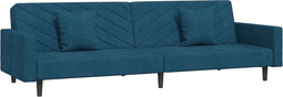 vidaXL - Slaapbank - 2-zits - met - 2 - kussens - fluweel - blauw