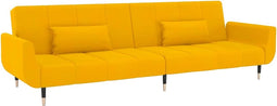 vidaXL - Slaapbank - 2-zits - met - 2 - kussens - fluweel - geel