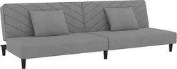 vidaXL - Slaapbank - 2-zits - met - 2 - kussens - fluweel - lichtgrijs