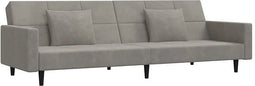 vidaXL - Slaapbank - 2-zits - met - 2 - kussens - fluweel - lichtgrijs