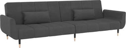 vidaXL - Slaapbank - 2-zits - met - 2 - kussens - fluweel - donkergrijs