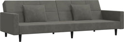 vidaXL - Slaapbank - 2-zits - met - 2 - kussens - fluweel - donkergrijs