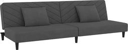 vidaXL - Slaapbank - 2-zits - met - 2 - kussens - fluweel - donkergrijs