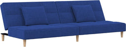 vidaXL - Slaapbank - 2-zits - met - 2 - kussens - stof - blauw