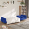 vidaXL - Slaapbank - 2-zits - met - 2 - kussens - stof - blauw