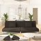 vidaXL - Slaapbank - 2-zits - met - 2 - kussens - stof - bruin