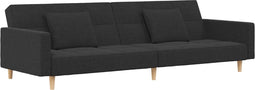 vidaXL - Slaapbank - 2-zits - met - 2 - kussens - stof - donkergrijs
