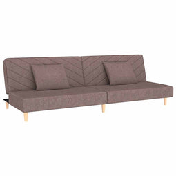 vidaXL - Slaapbank - 2-zits - met - 2 - kussens - stof - taupe