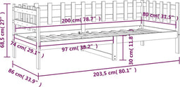 vidaXL - Slaapbank - 80x200 - cm - massief - grenenhout - honingbruin