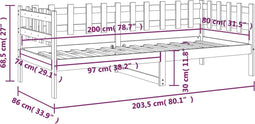 vidaXL - Slaapbank - 80x200 - cm - massief - grenenhout - zwart