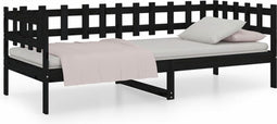 vidaXL - Slaapbank - 90x190 - cm - massief - grenenhout - zwart