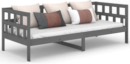 vidaXL - Slaapbank - massief - grenenhout - grijs - 80x200 - cm