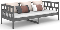 vidaXL - Slaapbank - massief - grenenhout - grijs - 90x200 - cm