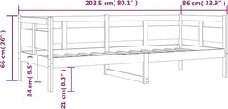 vidaXL - Slaapbank - massief - grenenhout - wit - 80x200 - cm