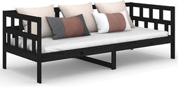 vidaXL - Slaapbank - massief - grenenhout - zwart - 90x190 - cm