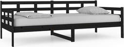 vidaXL - Slaapbank - massief - grenenhout - zwart - 90x200 - cm