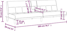 vidaXL - Slaapbank - met - bekerhouders - stof - crèmekleurig