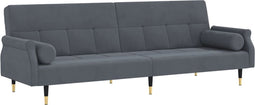 vidaXL - Slaapbank - met - kussens - fluweel - donkergrijs