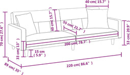 vidaXL - Slaapbank - met - kussens - stof - zwart