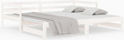 vidaXL - Slaapbank - met - onderschuifbed - 80x200 - cm - massief - grenenhout - wit