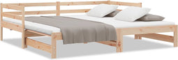 vidaXL - Slaapbank - met - onderschuifbed - 80x200 - cm - massief - grenenhout