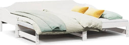 vidaXL - Slaapbank - met - onderschuifbed - 90x190 - cm - massief - grenenhout - wit