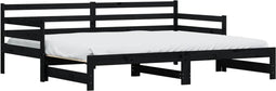 vidaXL - Slaapbank - met - onderschuifbed - 90x200 - cm - massief - grenenhout - zwart