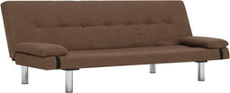vidaXL - Slaapbank - met - twee - kussens - polyester - bruin