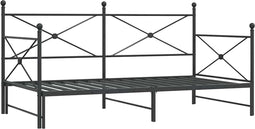 vidaXL - Slaapbank - onderschuifbed - zonder - matras - 100x190 - cm - staal - zwart