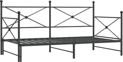vidaXL - Slaapbank - onderschuifbed - zonder - matras - 100x200 - cm - staal - zwart