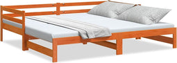 vidaXL - Slaapbank - onderschuifbed - zonder - matras - 90x190 - cm - hout - wasbruin