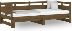 vidaXL - Slaapbank - uitschuifbaar - 2x(80x200) - cm - grenenhout - honingbruin