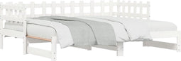 vidaXL - Slaapbank - uitschuifbaar - 2x(80x200) - cm - massief - grenenhout - wit