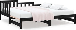 vidaXL - Slaapbank - uitschuifbaar - 2x(80x200) - cm - massief - grenenhout - zwart