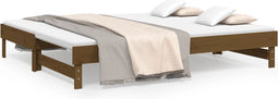 vidaXL - Slaapbank - uitschuifbaar - grenenhout - honingbruin - 2x(90x200) - cm