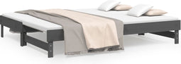 vidaXL - Slaapbank - uitschuifbaar - massief - grenenhout - grijs - 2x(90x200) - cm